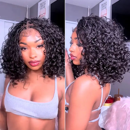 ✨13x6 HD Lace Wig Glueless Wear & Go 12” Boho Braids Water Wave Pre-Cut Lace Wig – Premium Fiber, Beginner Friendly