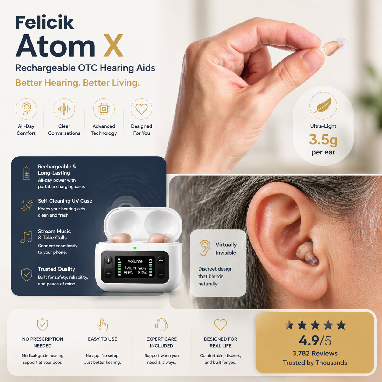🔥 Only 3 Hours Left! 👂 Felicik™ Atom X Smart Hearing Aids — Clearer Sound, More Comfortable Living 💖🔊